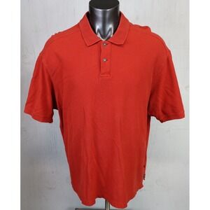 Mens Tommy Bahama Orange Polo Shirt Size XXL Cotton Solid Short Sleeve Golf